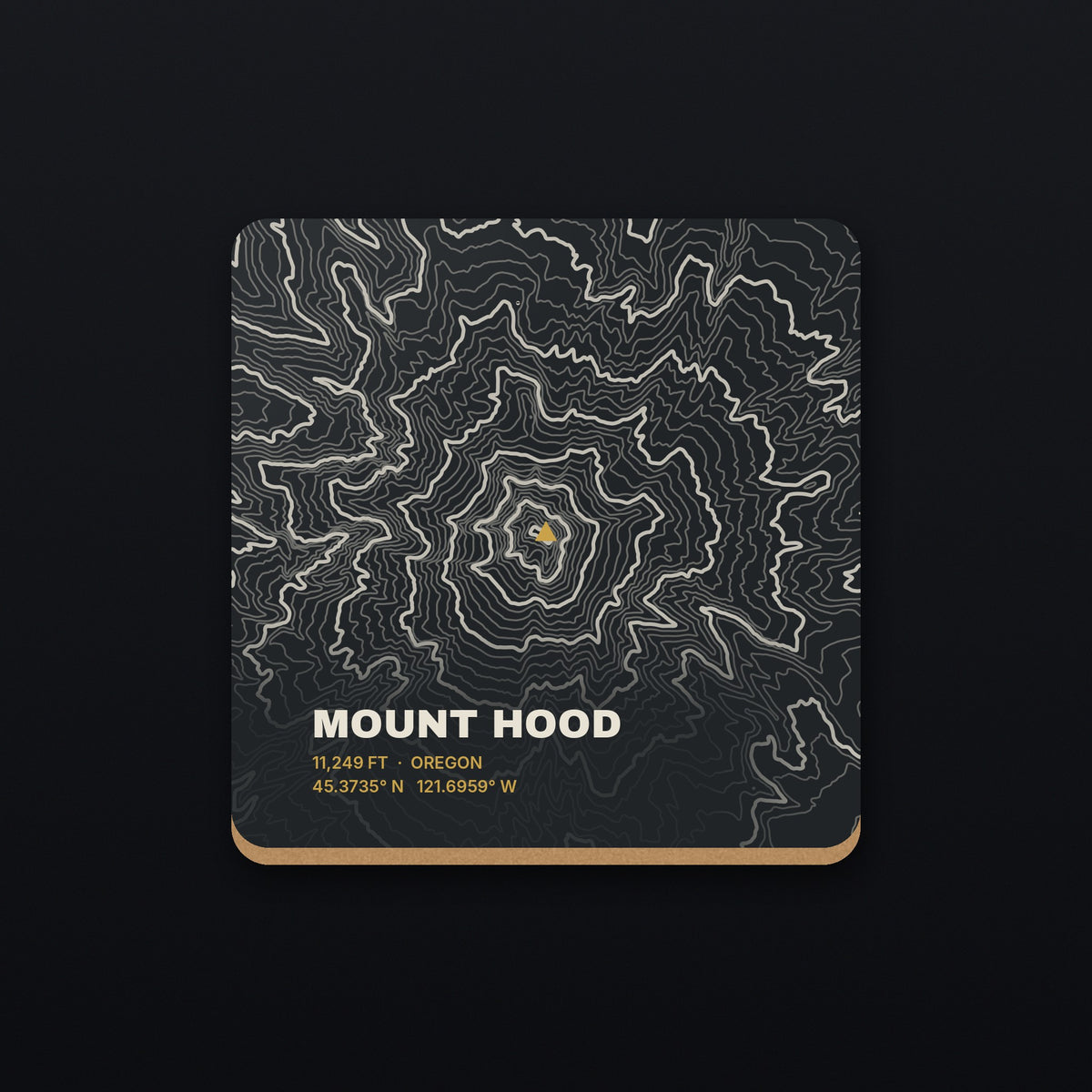 Mount Hood Topo Coaster, flat view