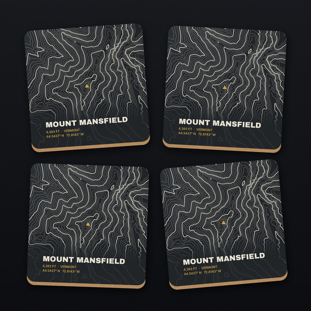 Mount Mansfield Topo Coaster Set, all 4 coasters