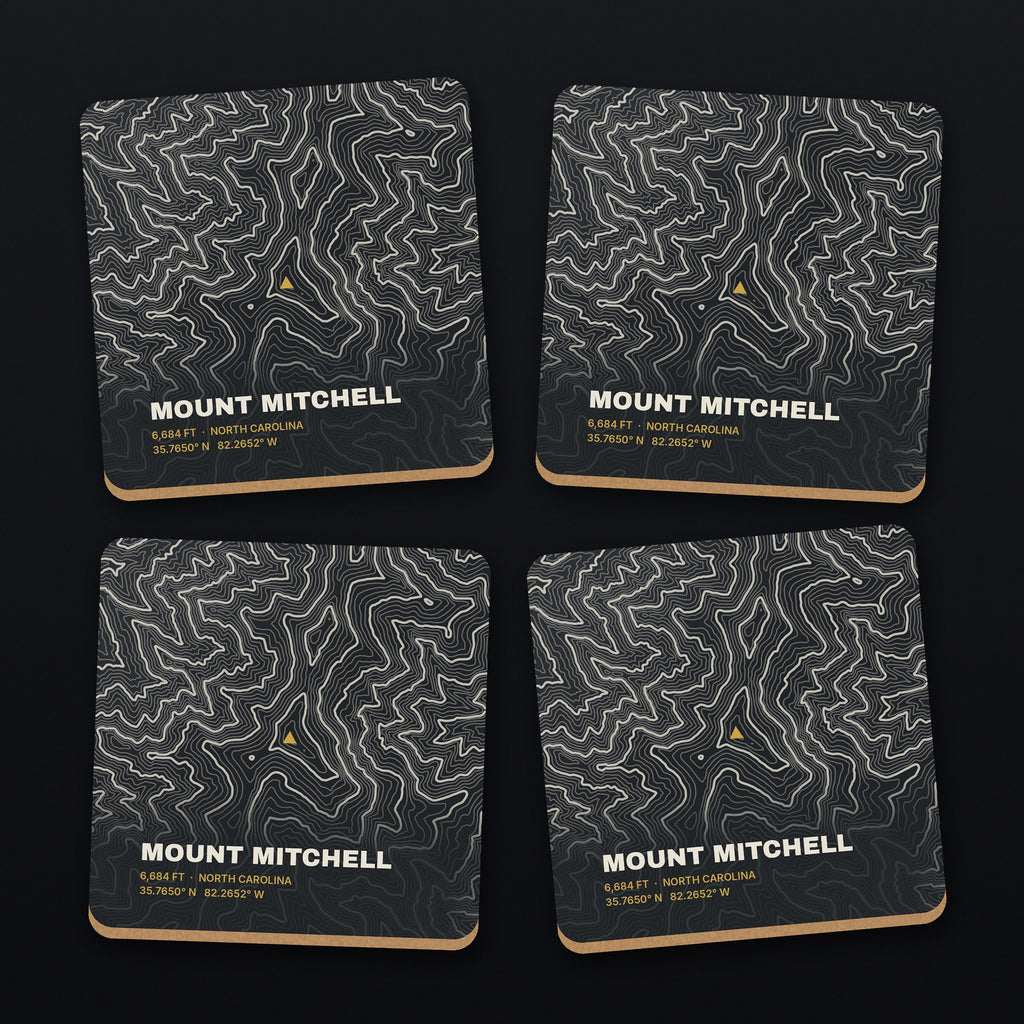 Mount Mitchell Topo Coaster Set, all 4 coasters