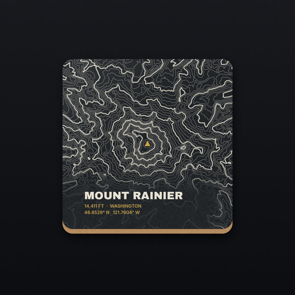Mount Rainier Topo Coaster, flat view