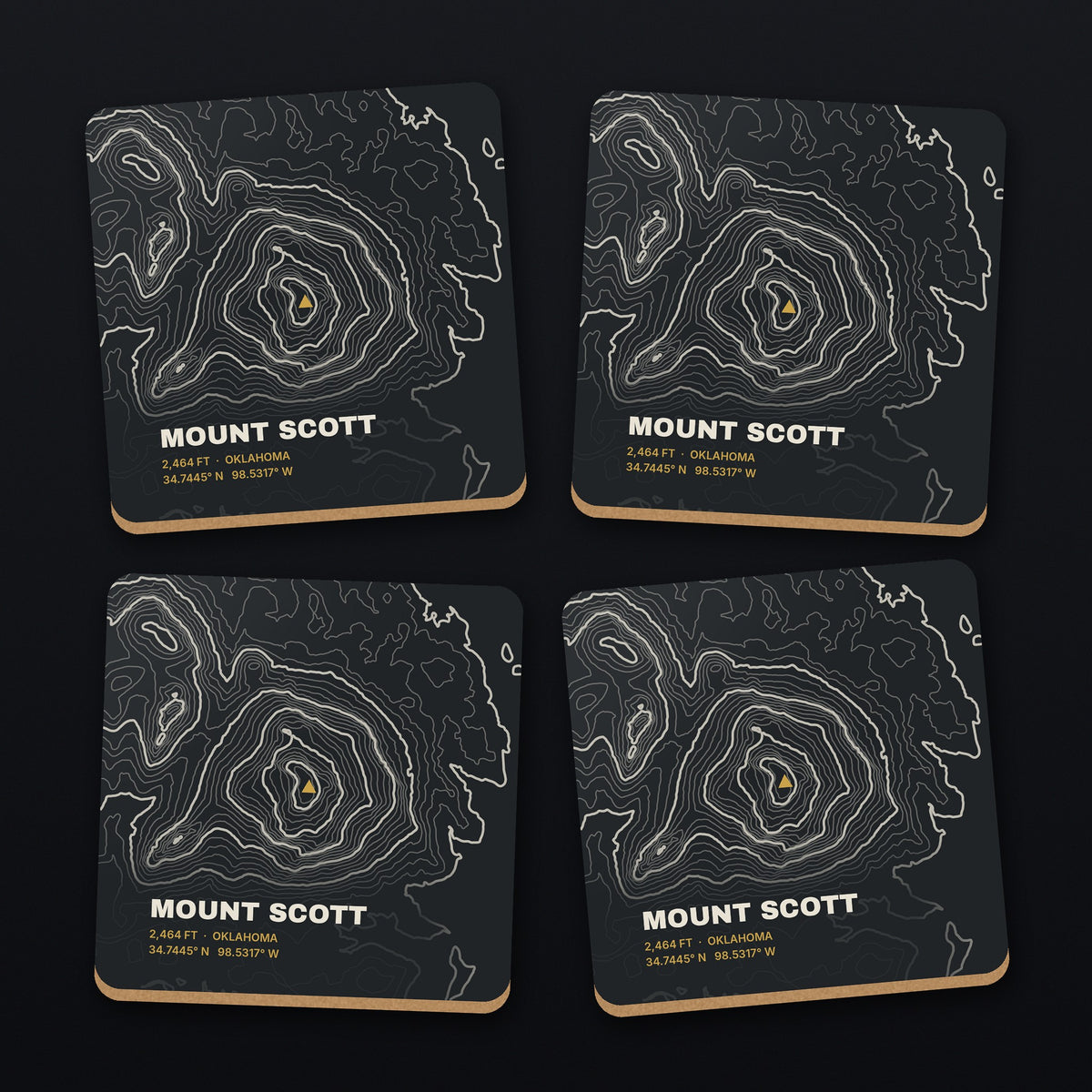 Mount Scott Topo Coaster Set, all 4 coasters