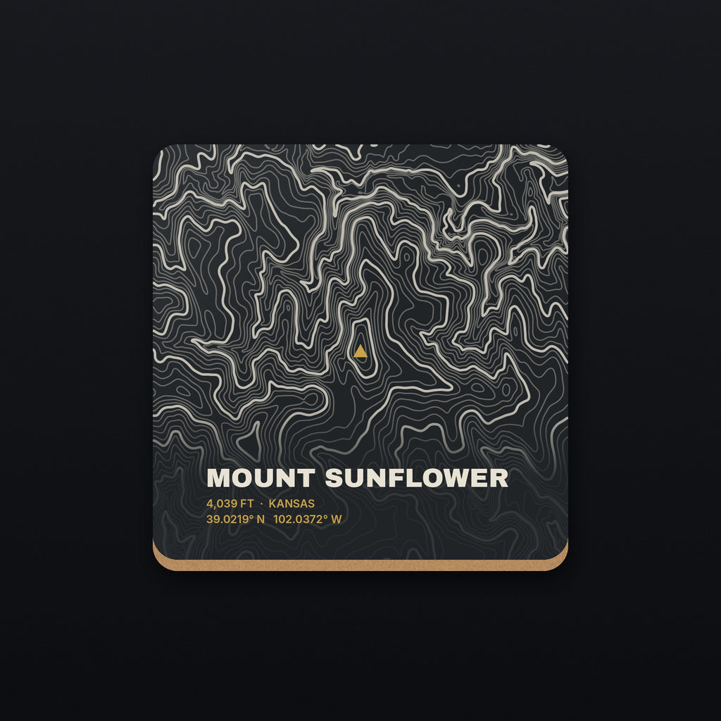 Mount Sunflower Topo Coaster, flat view