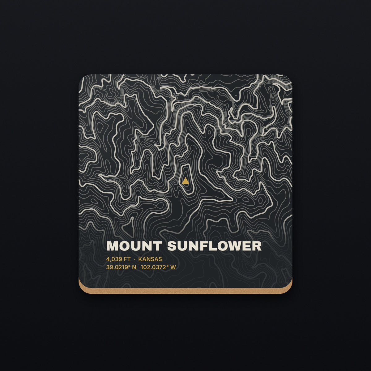 Mount Sunflower Topo Coaster, flat view