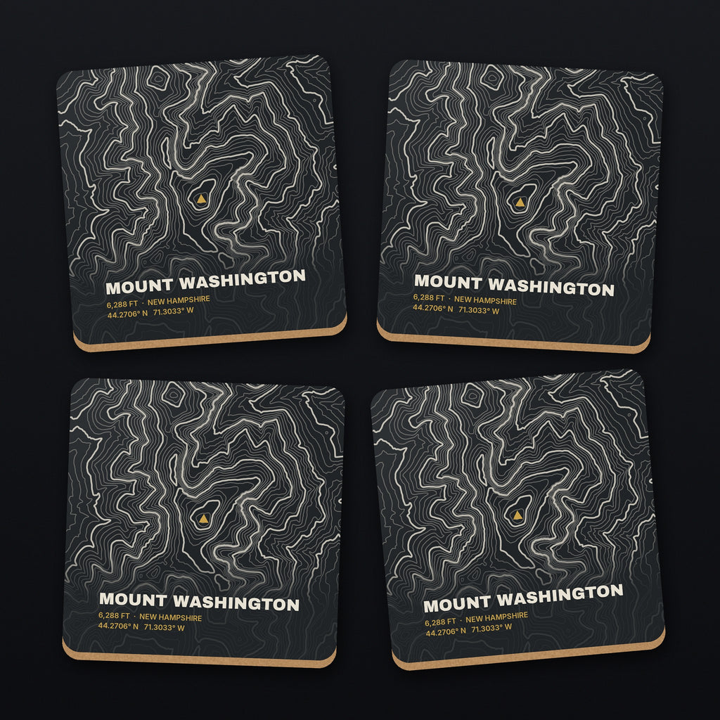 Mount Washington Topo Coaster Set, all 4 coasters