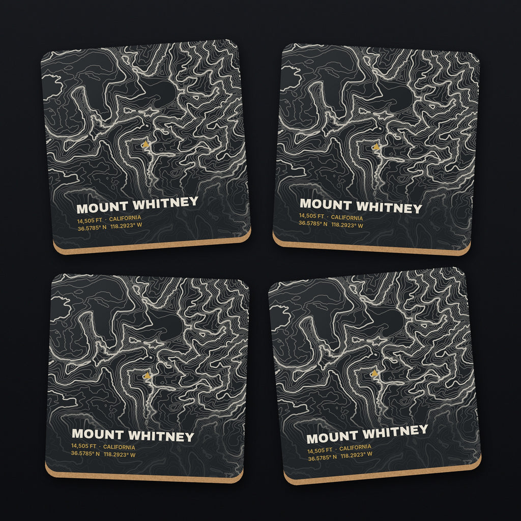 Mount Whitney Topo Coaster Set, all 4 coasters