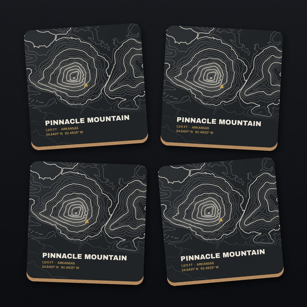 Pinnacle Mountain Topo Coaster Set, all 4 coasters