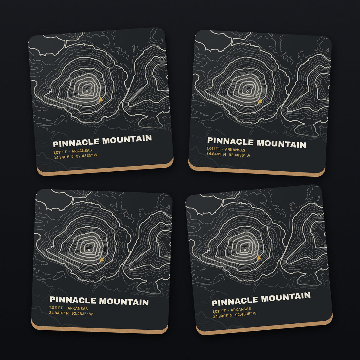 Pinnacle Mountain Topo Coaster Set, all 4 coasters
