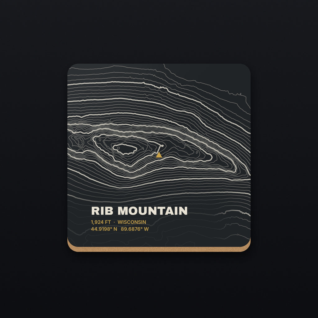 Rib Mountain Topo Coaster, flat view