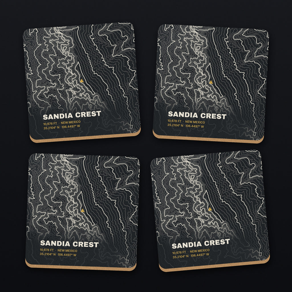 Sandia Crest Topo Coaster Set, all 4 coasters