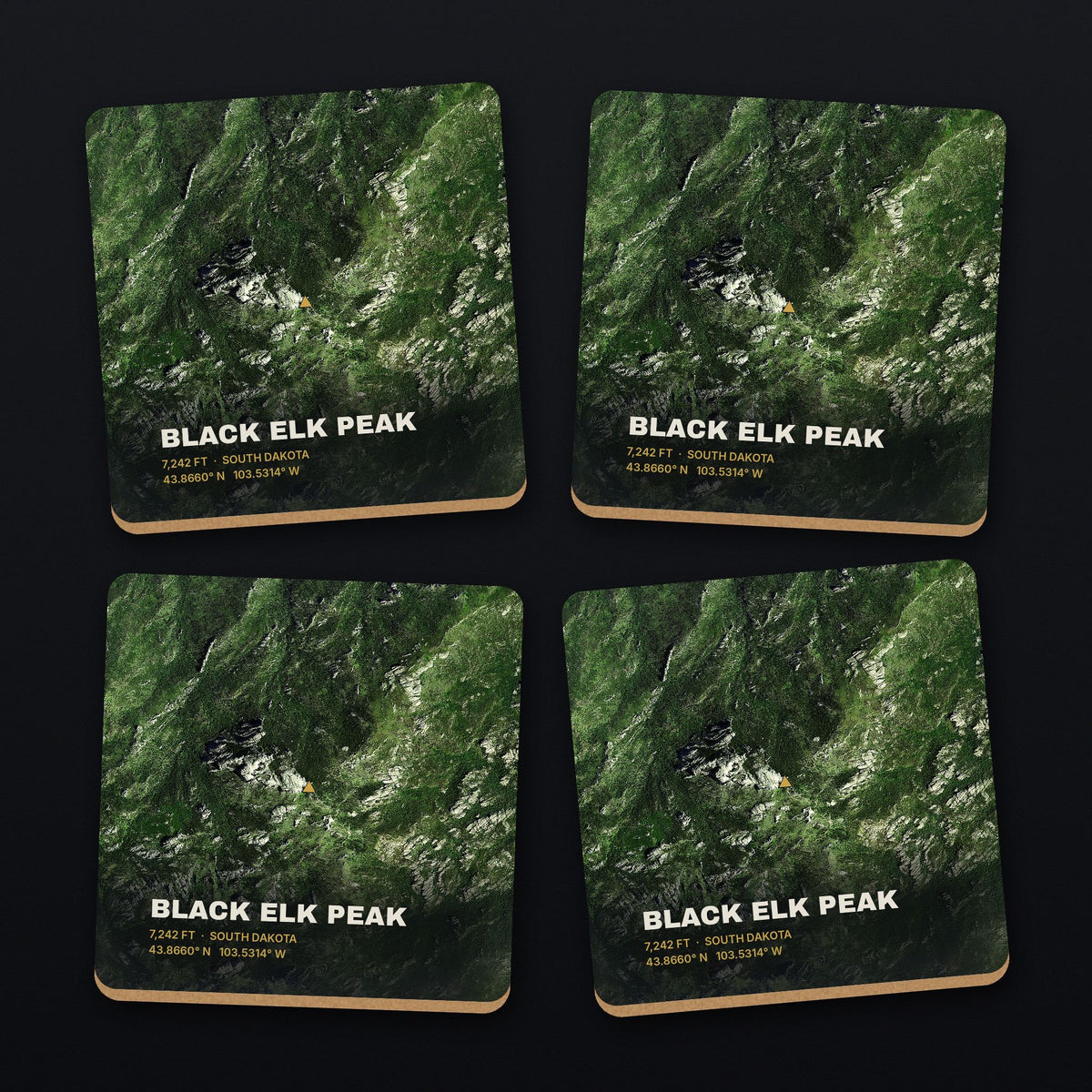 Black Elk Peak Satellite Coaster Set, all 4 coasters