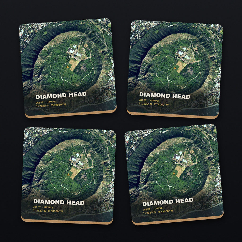 Diamond Head Satellite Coaster Set, all 4 coasters
