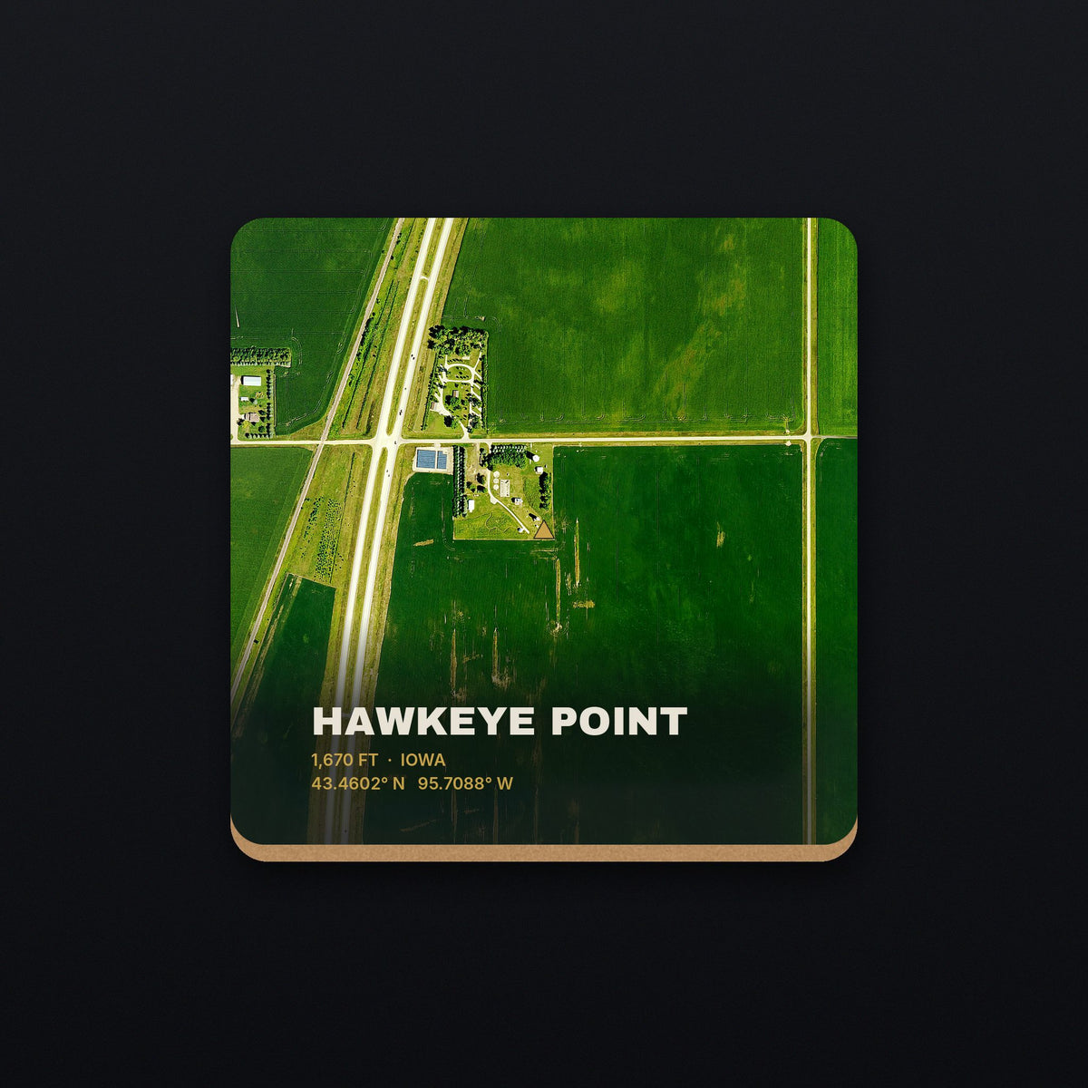 Hawkeye Point Satellite Coaster, flat view