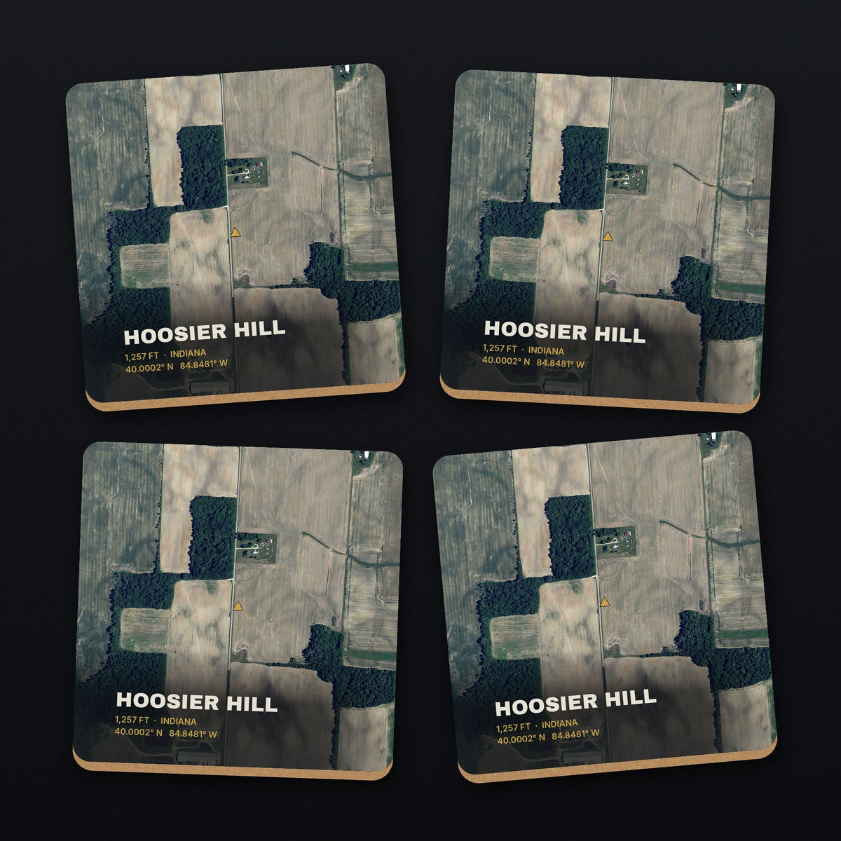 Hoosier Hill Satellite Coaster Set, all 4 coasters