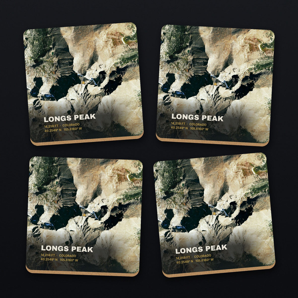 Longs Peak Satellite Coaster Set, all 4 coasters