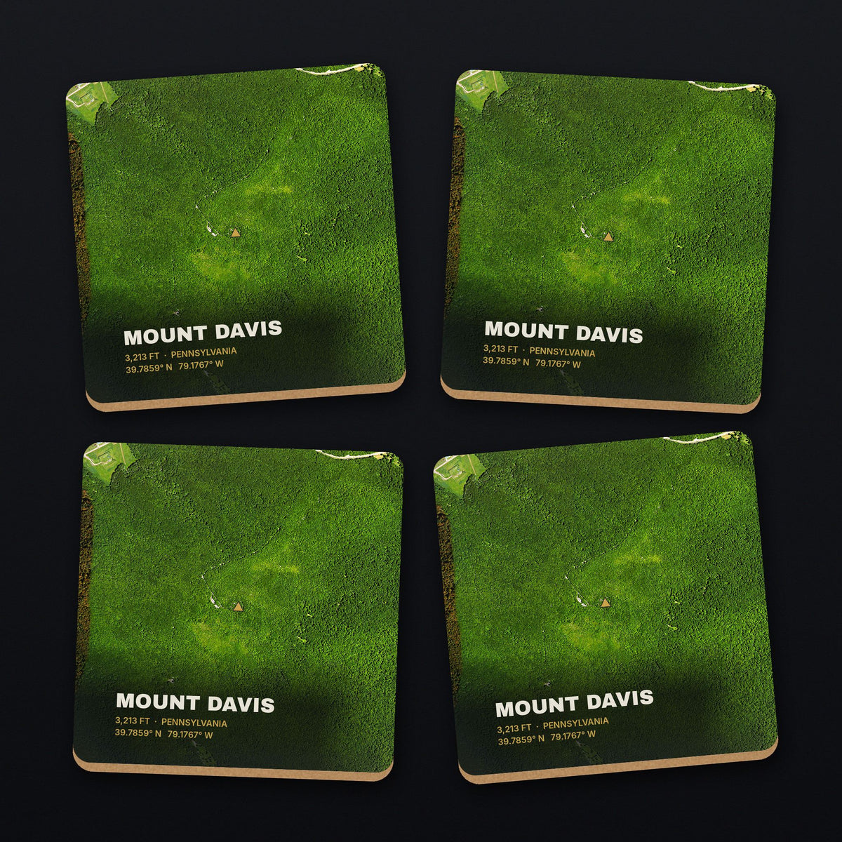 Mount Davis Satellite Coaster Set, all 4 coasters