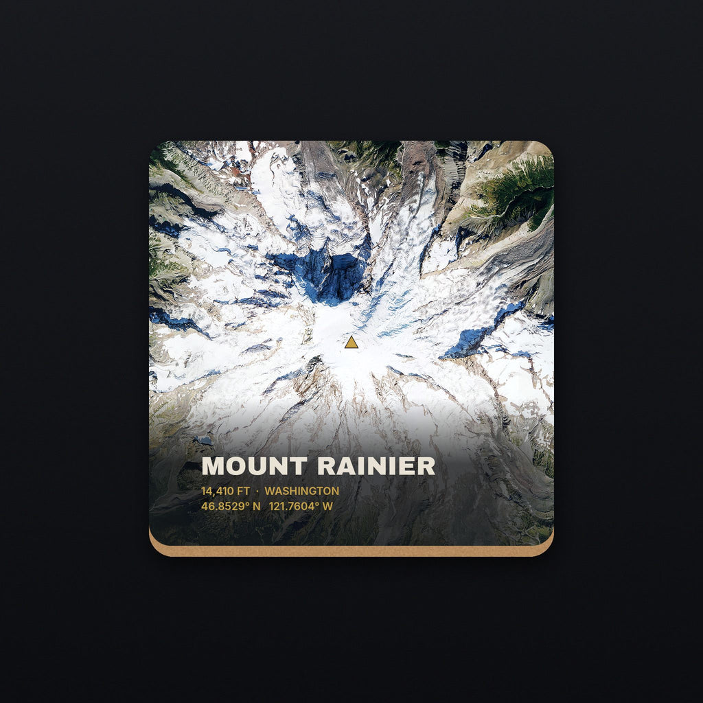 Mount Rainier Satellite Coaster, flat view