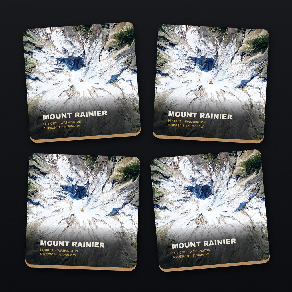 Mount Rainier Satellite Coaster Set, all 4 coasters