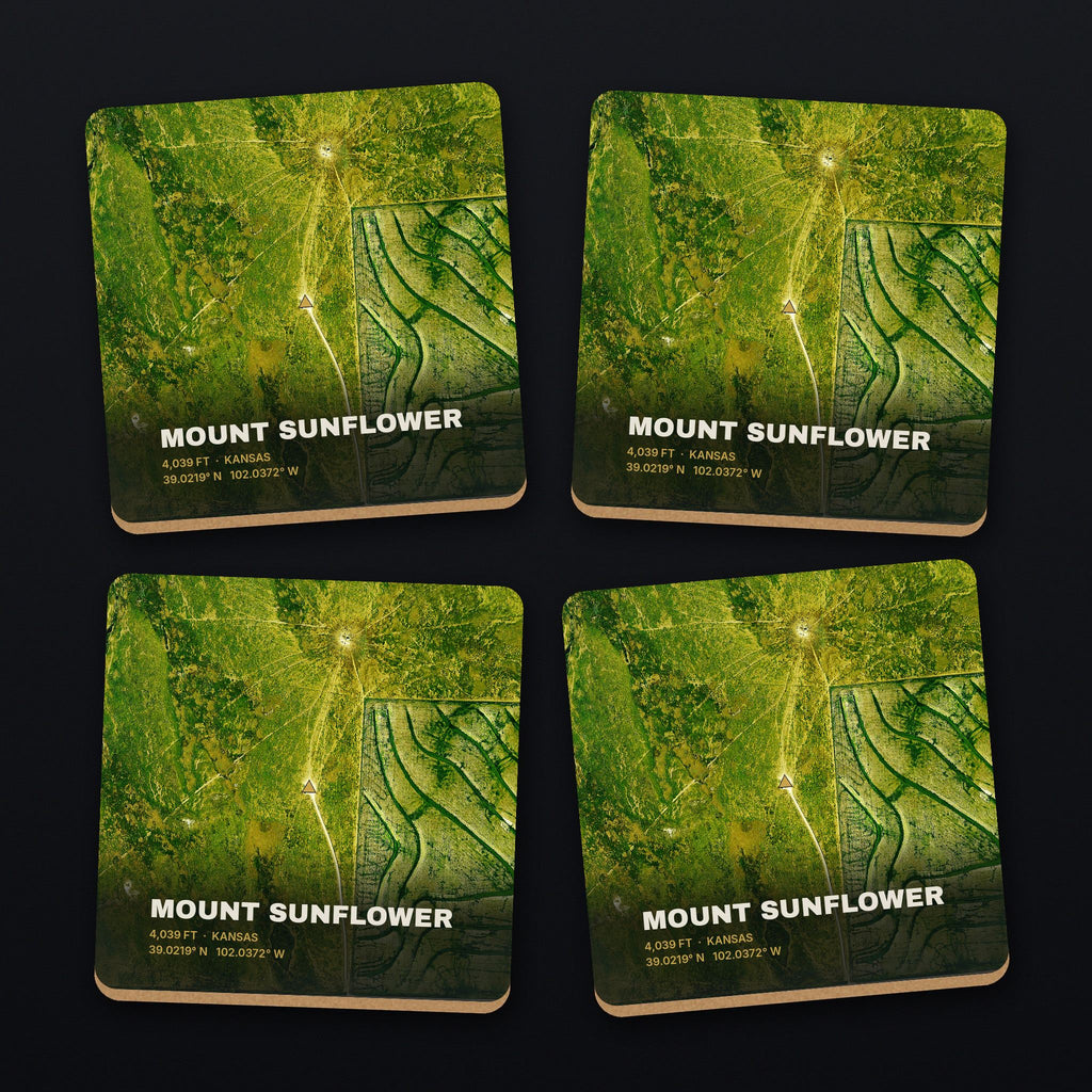 Mount Sunflower Satellite Coaster Set, all 4 coasters