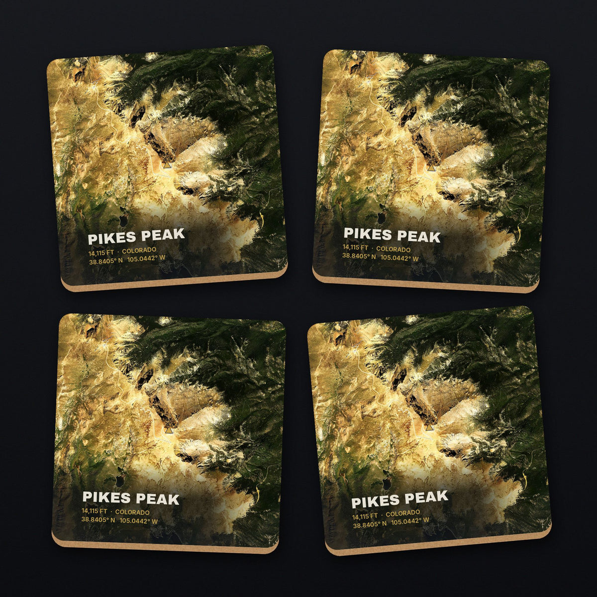 Pikes Peak Satellite Coaster Set, all 4 coasters