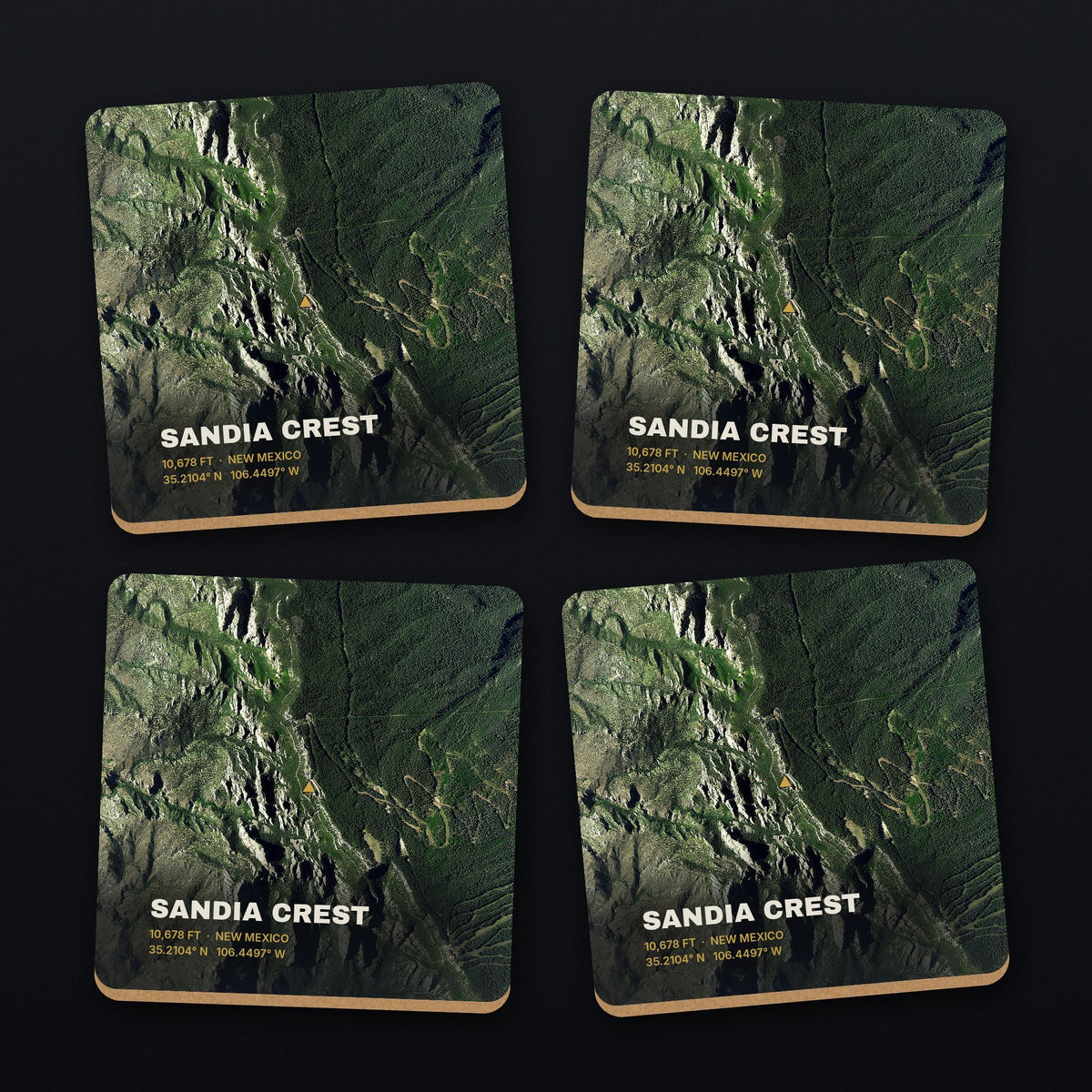 Sandia Crest Satellite Coaster Set, all 4 coasters