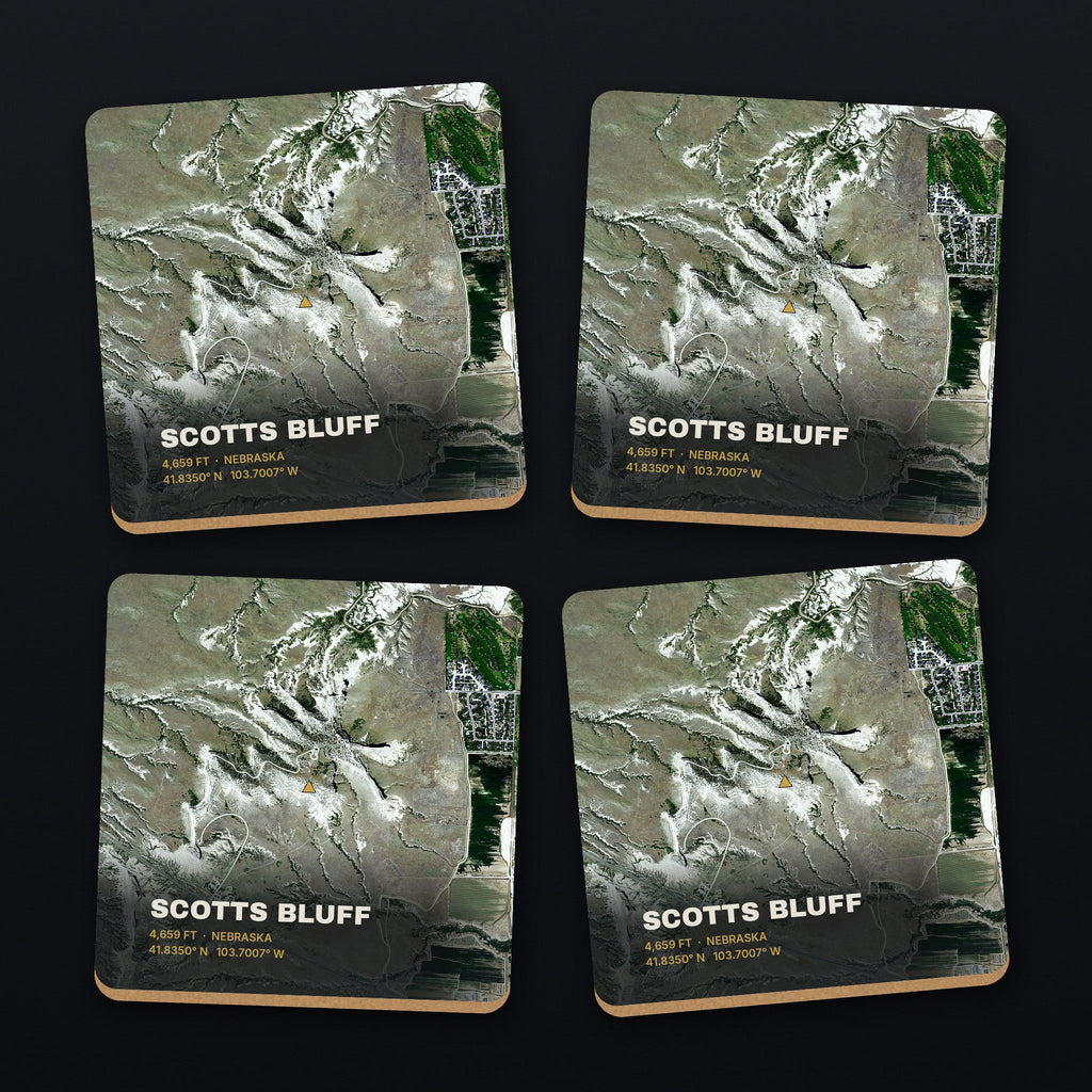 Scotts Bluff Satellite Coaster Set, all 4 coasters