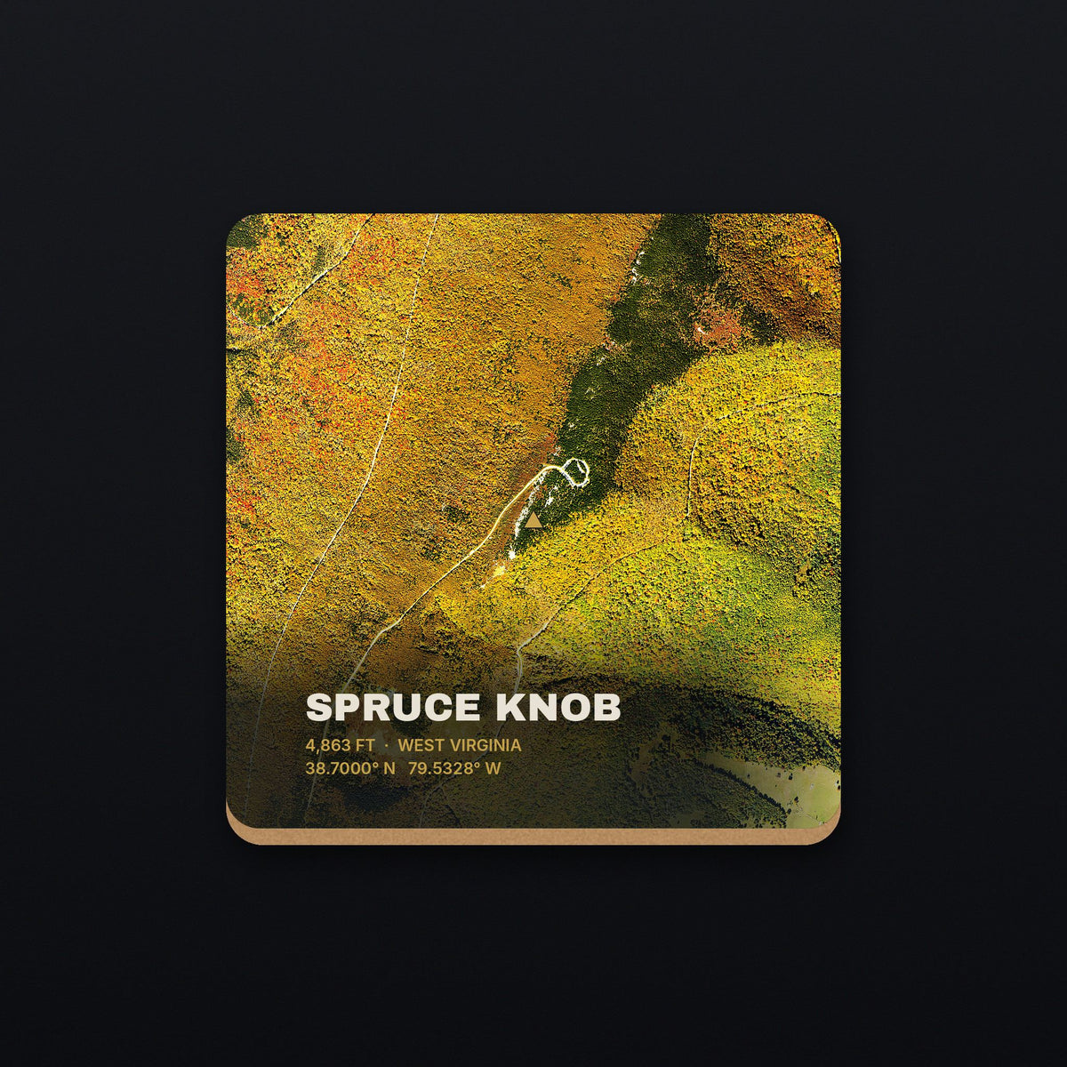Spruce Knob Satellite Coaster, flat view