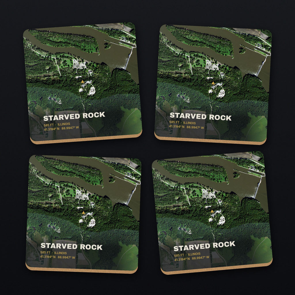 Starved Rock Satellite Coaster Set, all 4 coasters