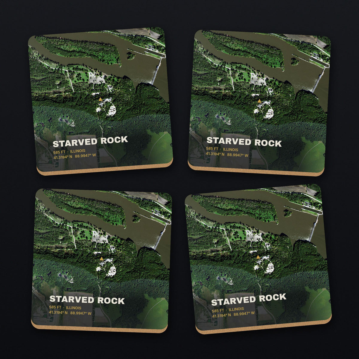 Starved Rock Satellite Coaster Set, all 4 coasters