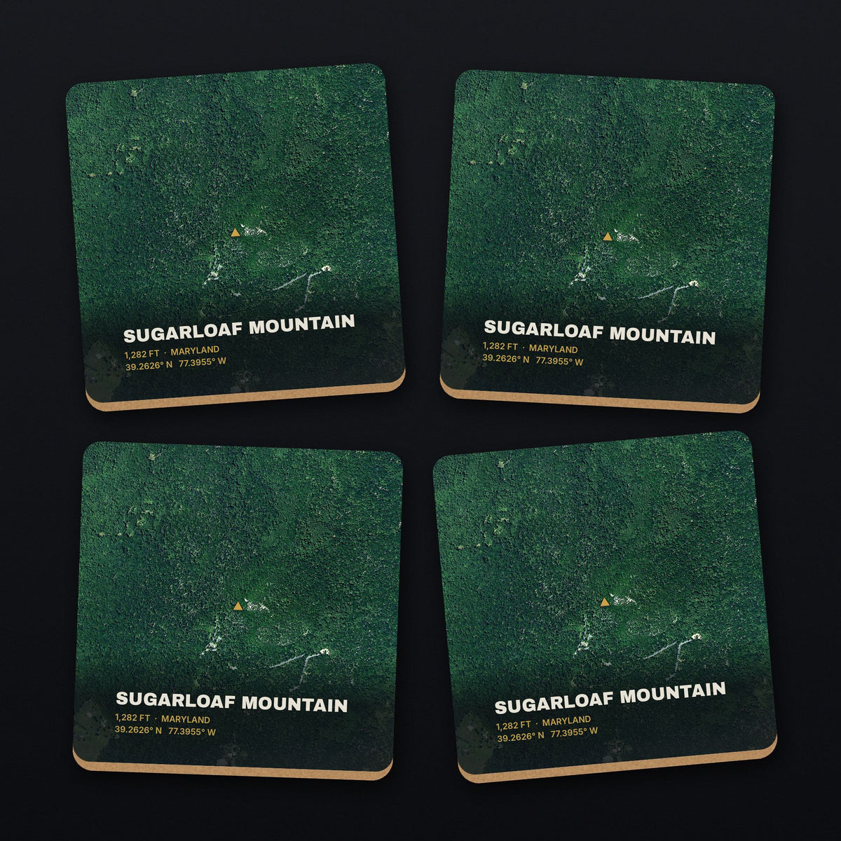Sugarloaf Mountain Satellite Coaster Set, all 4 coasters