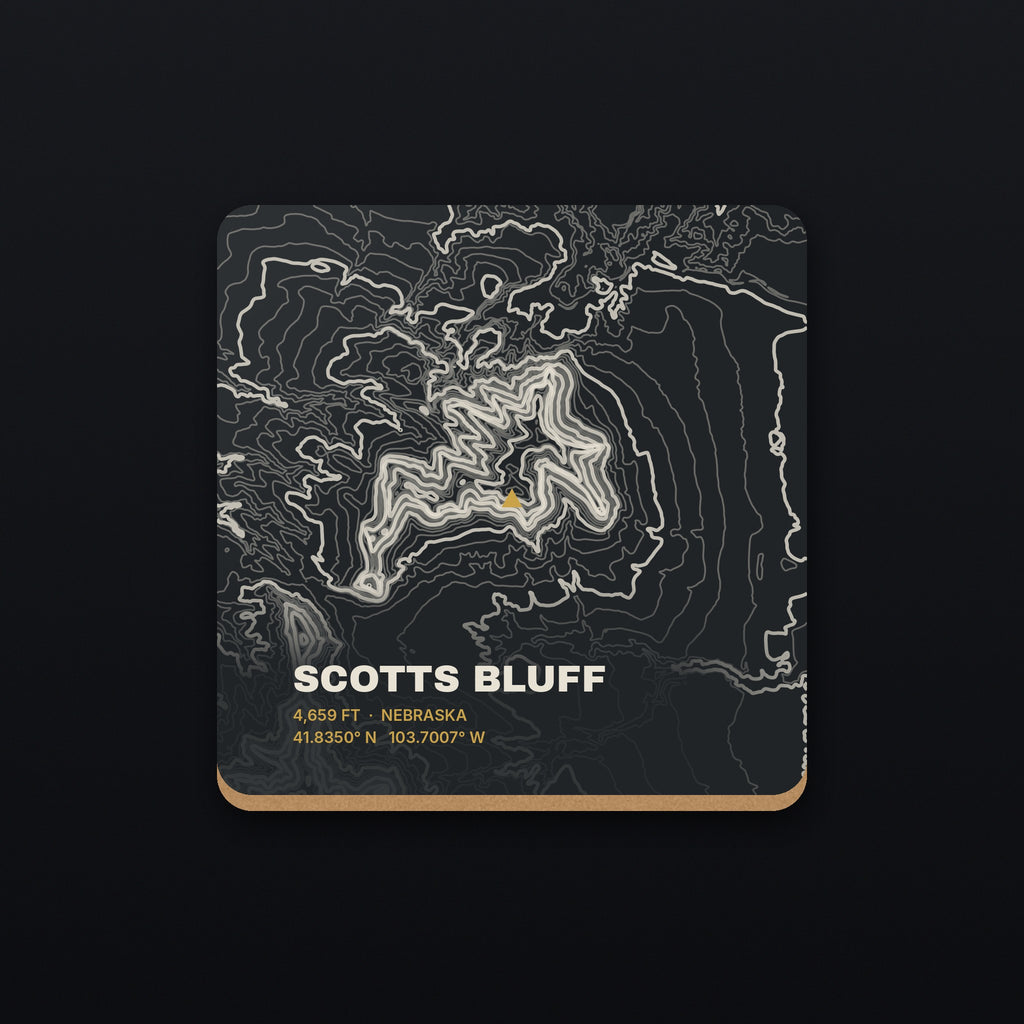 Scotts Bluff Topo Coaster, flat view
