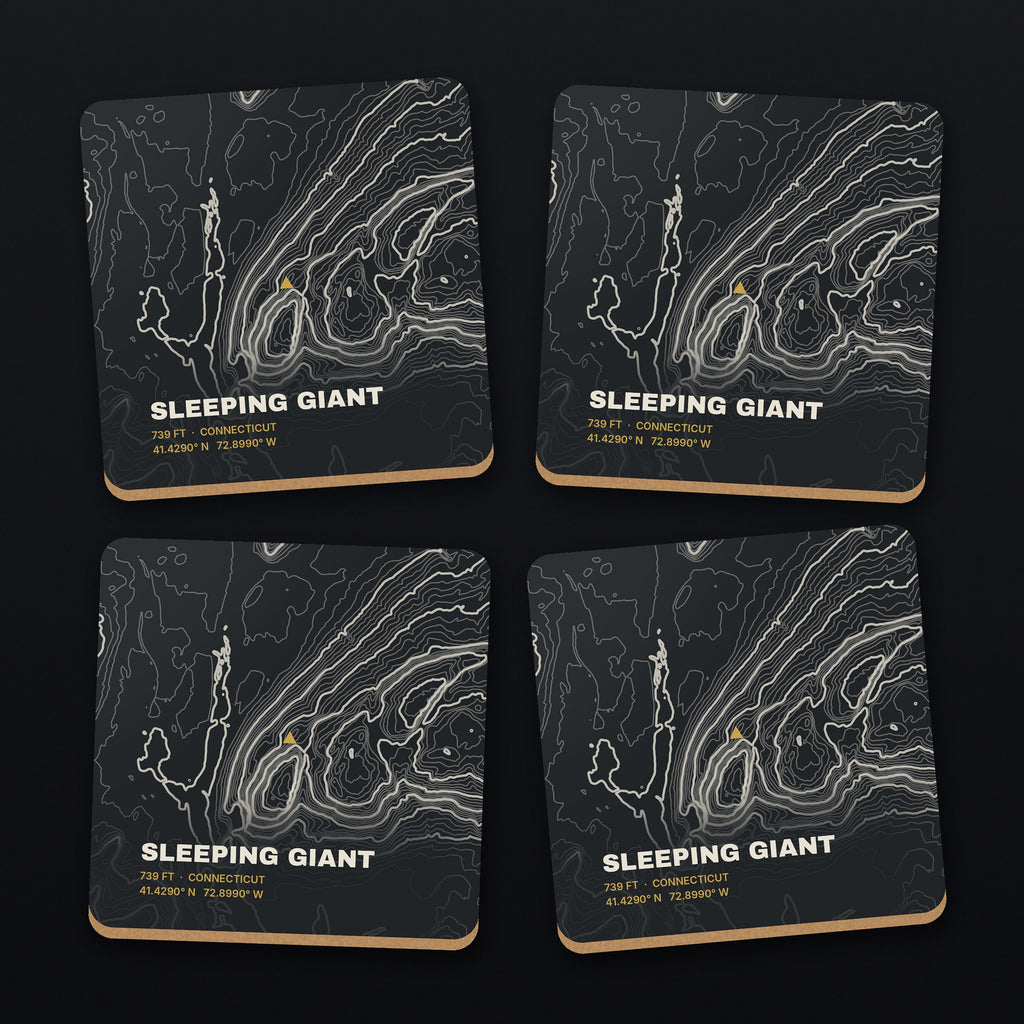 Sleeping Giant Topo Coaster Set, all 4 coasters