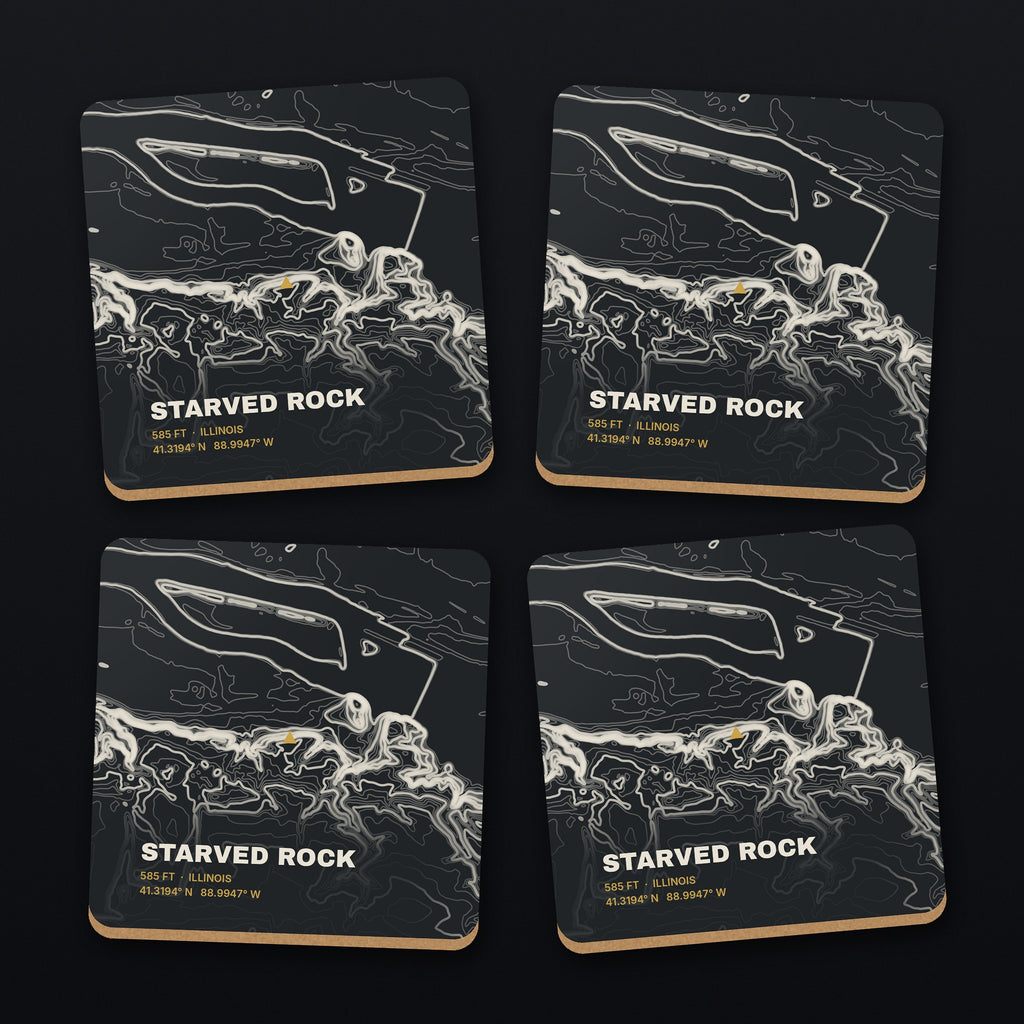 Starved Rock Topo Coaster Set, all 4 coasters