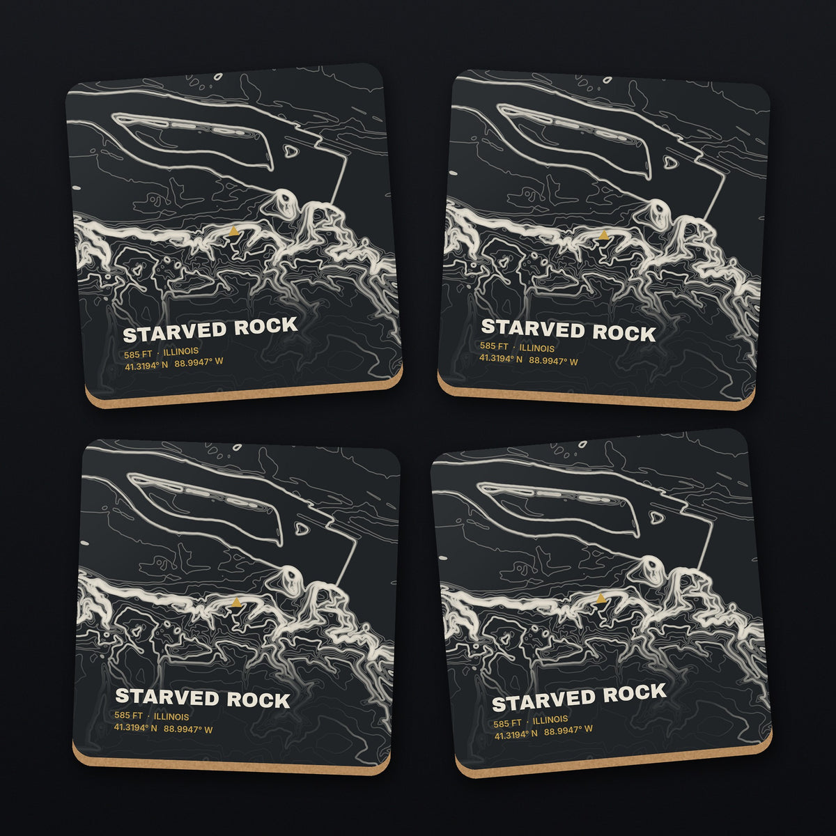 Starved Rock Topo Coaster Set, all 4 coasters