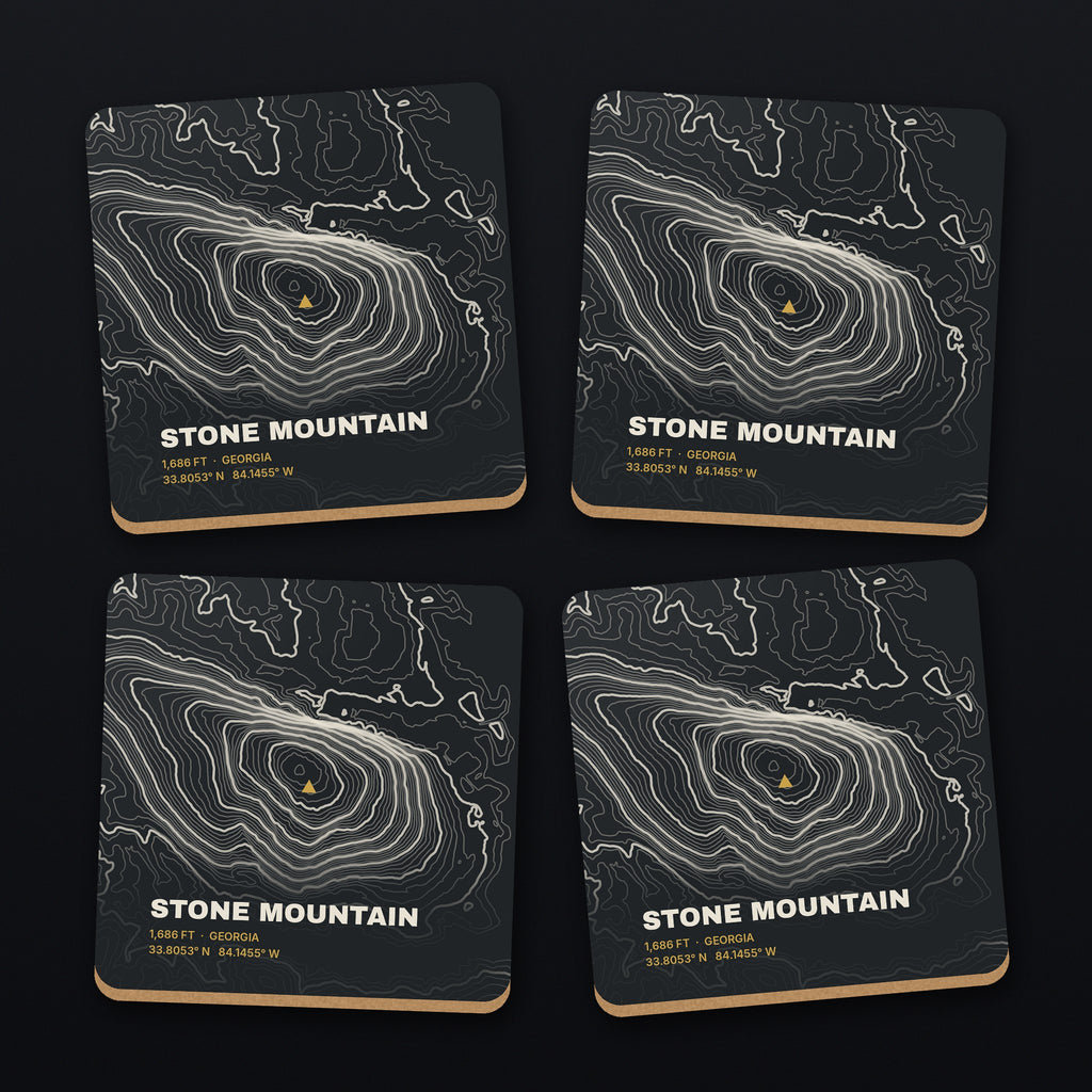Stone Mountain Topo Coaster Set, all 4 coasters