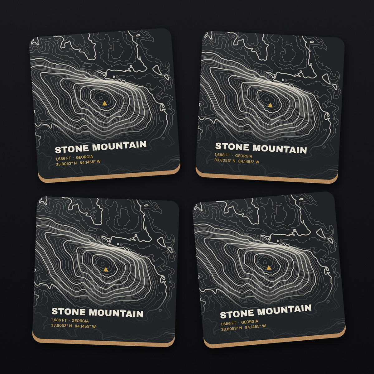 Stone Mountain Topo Coaster Set, all 4 coasters