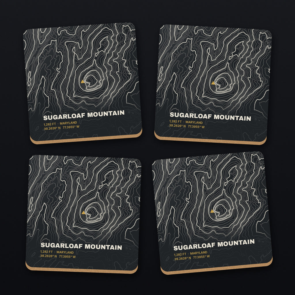 Sugarloaf Mountain Topo Coaster Set, all 4 coasters