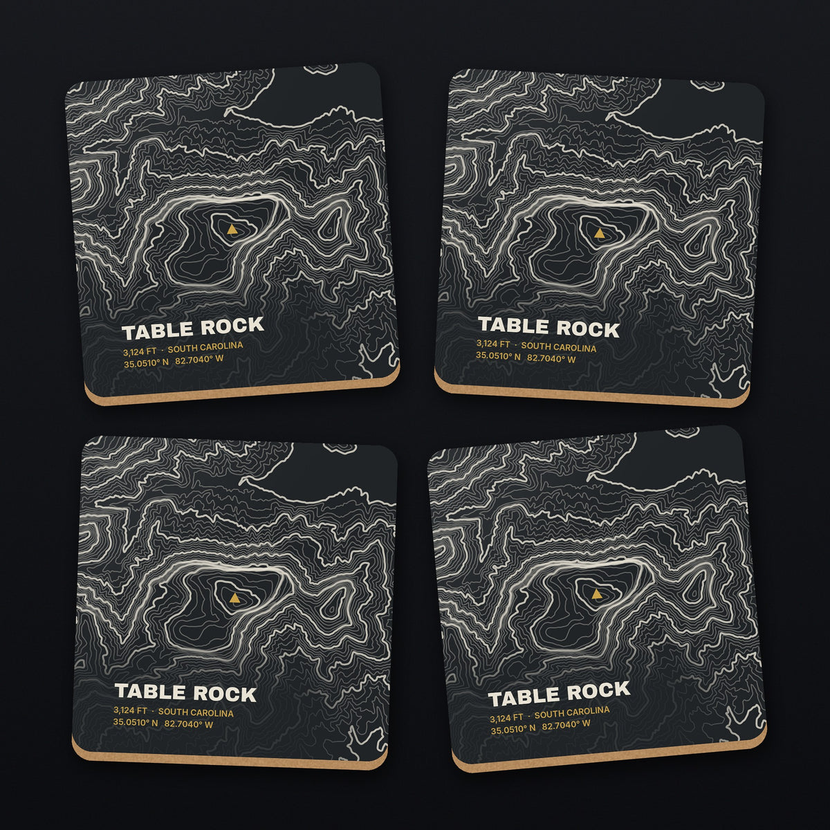 Table Rock Topo Coaster Set, all 4 coasters