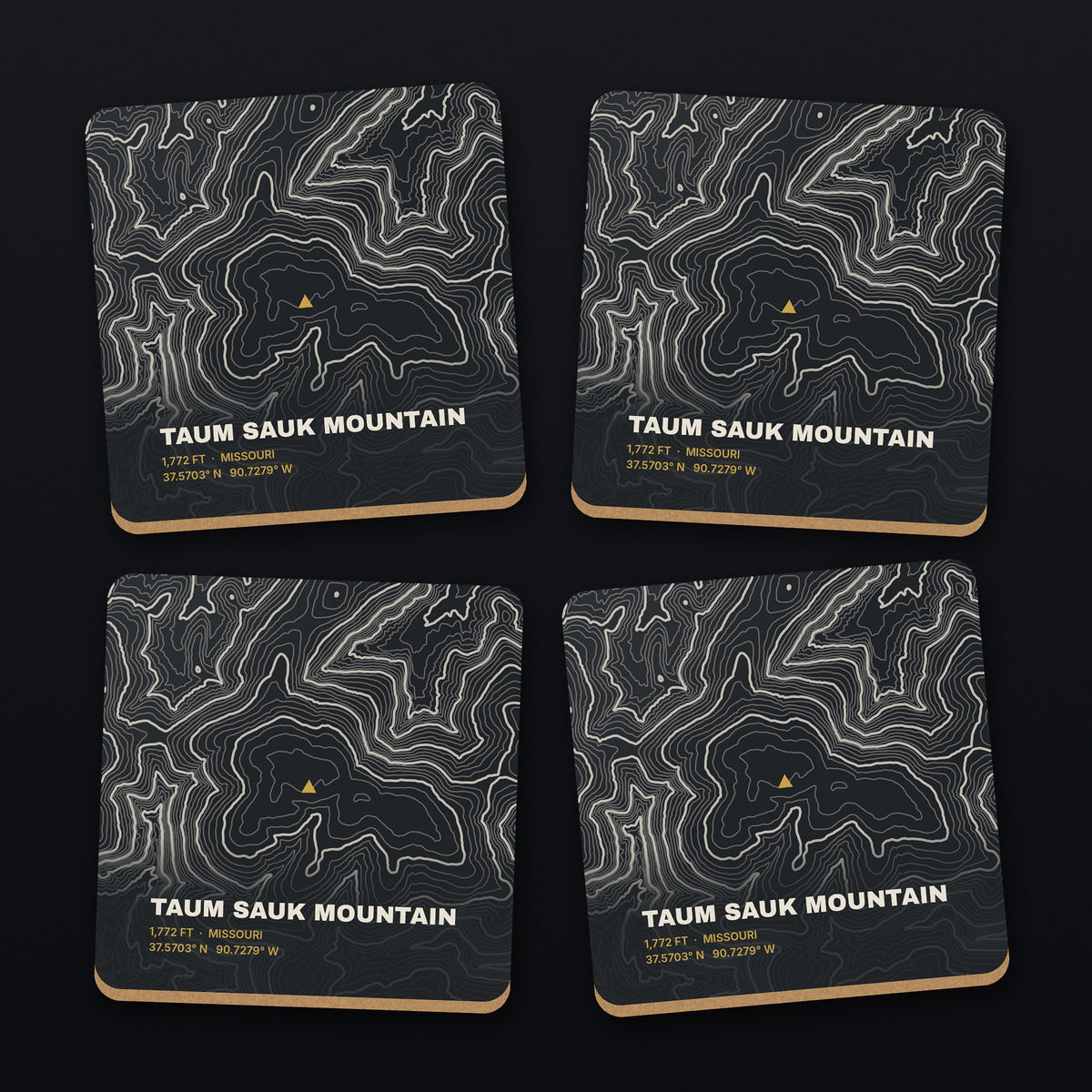 Taum Sauk Mountain Topo Coaster Set, all 4 coasters