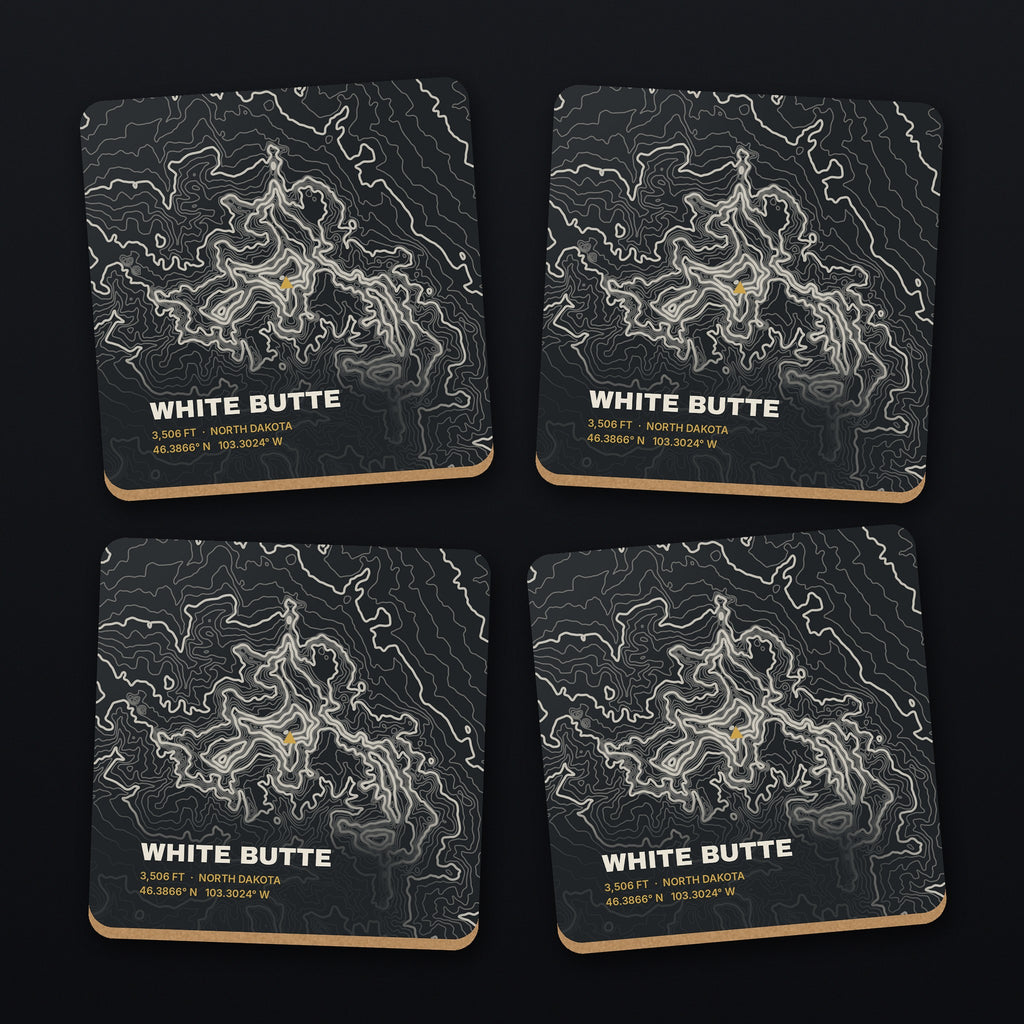 White Butte Topo Coaster Set, all 4 coasters