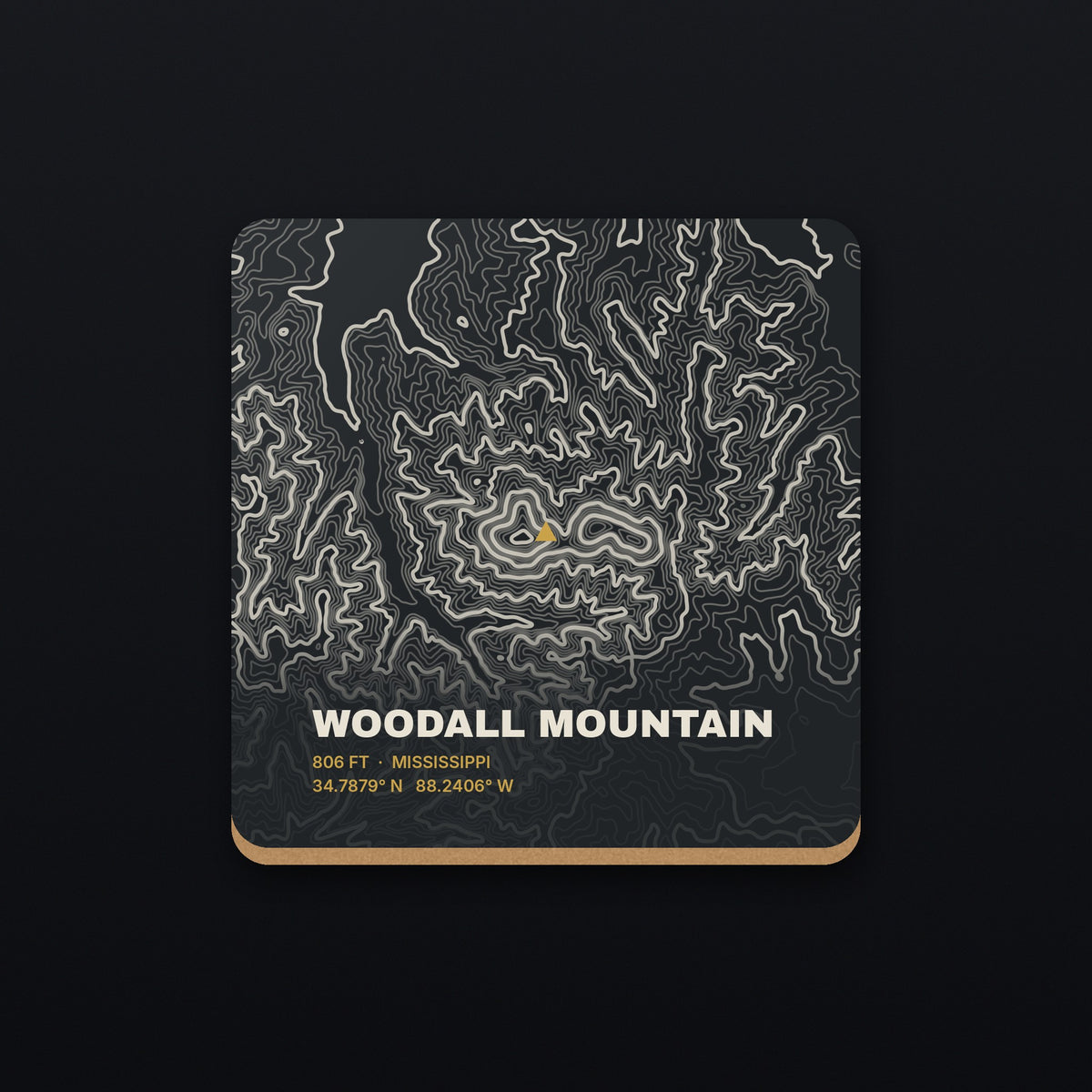 Woodall Mountain Topo Coaster, flat view