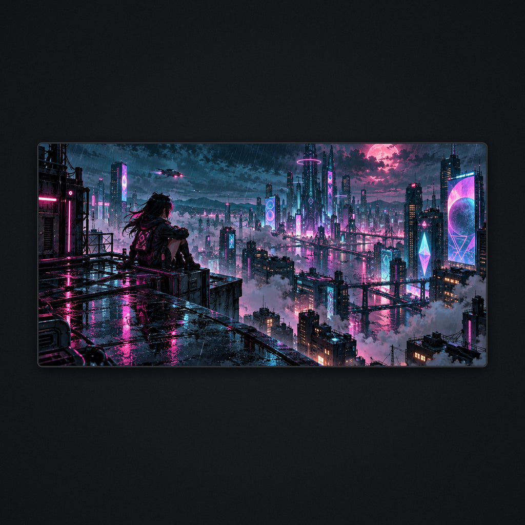 Cyber Rooftop Desk Mat, flat view