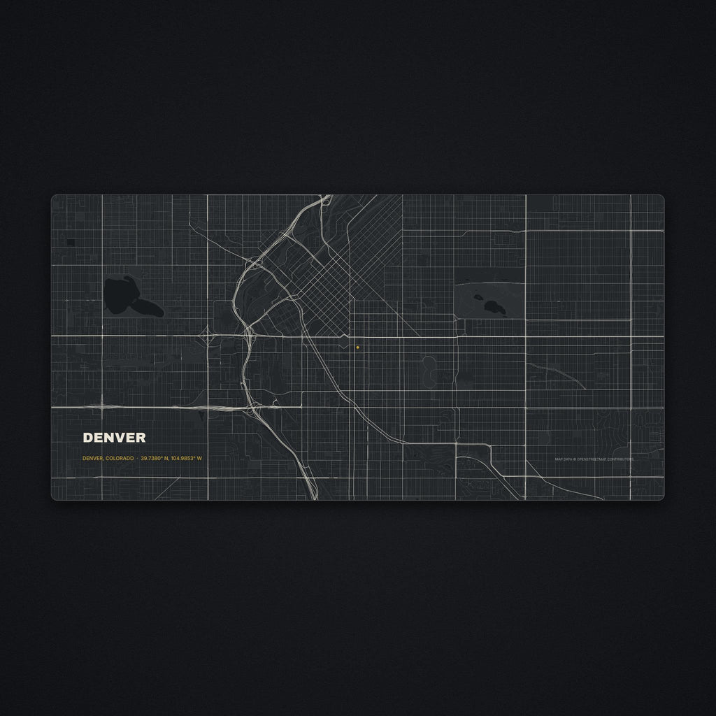 Denver Street Map Desk Mat, flat view