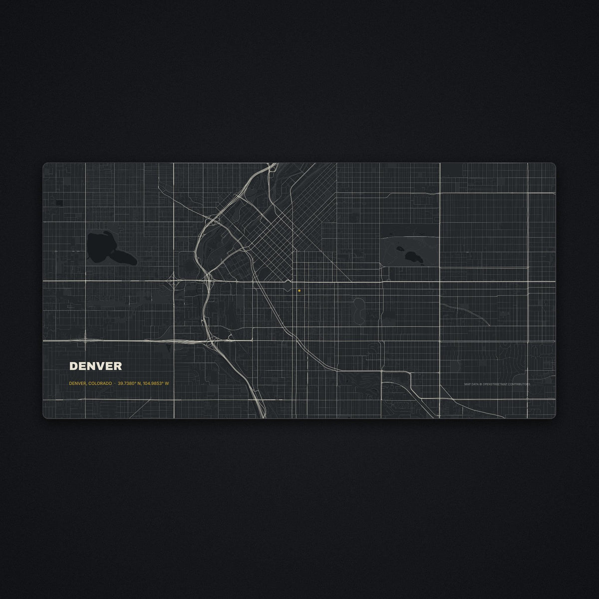 Denver Street Map Desk Mat, flat view