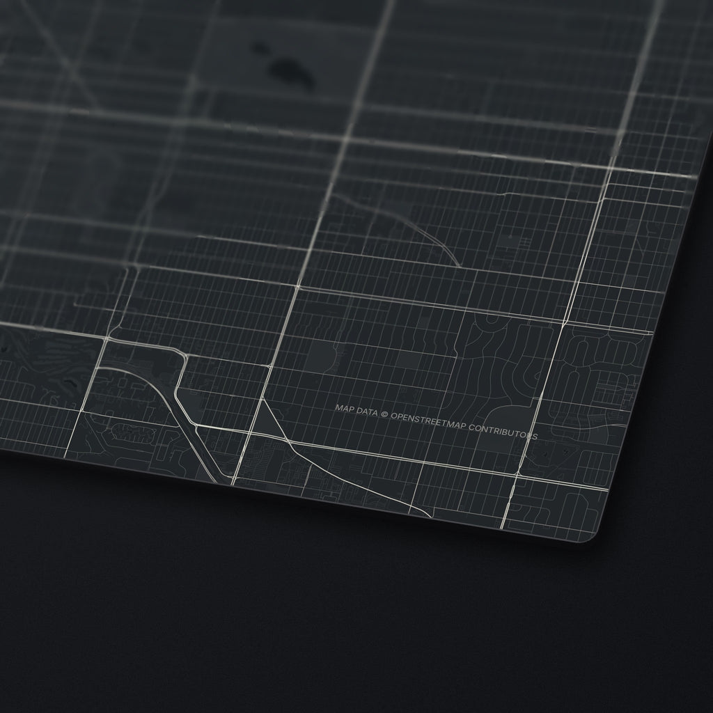 Denver Street Map Desk Mat, edge detail