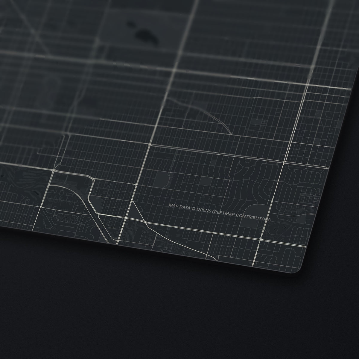 Denver Street Map Desk Mat, edge detail