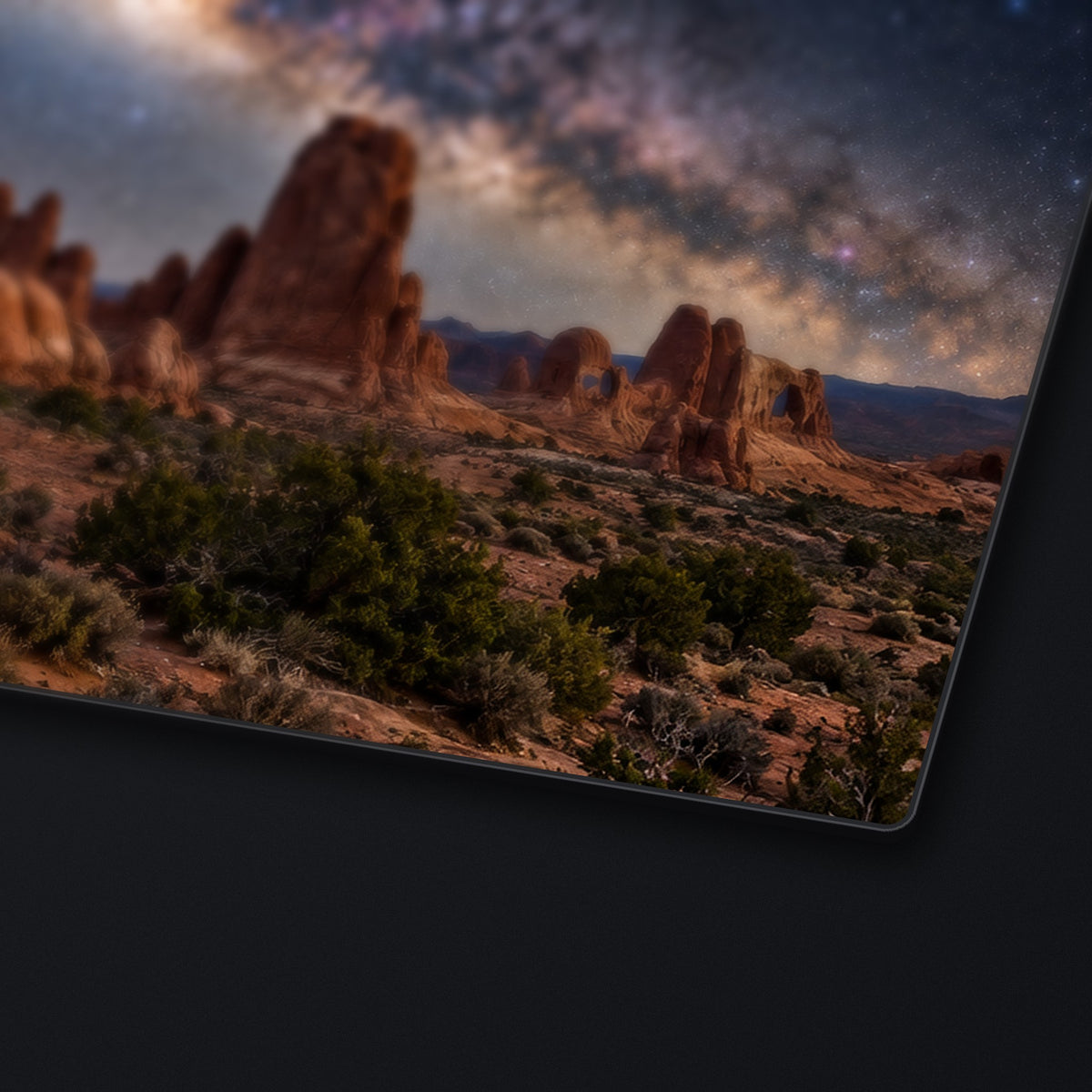 Desert Milky Way Desk Mat, edge detail