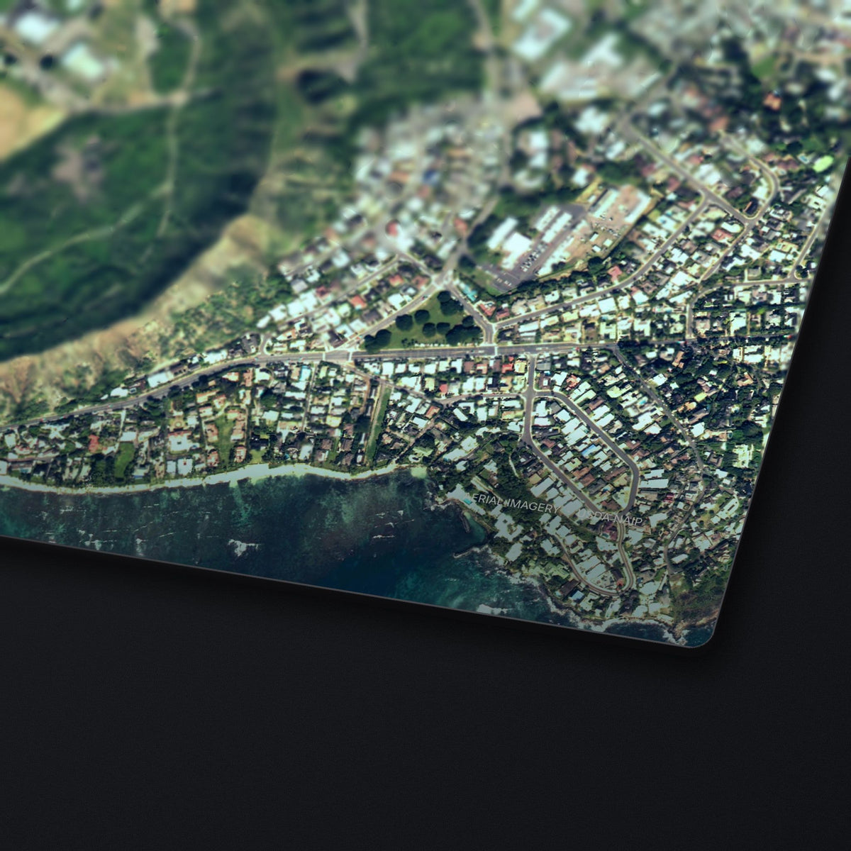 Diamond Head Satellite Desk Mat, edge detail