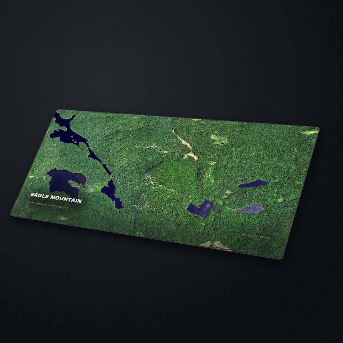 Eagle Mountain Satellite Desk Mat at an angle on a stone desk