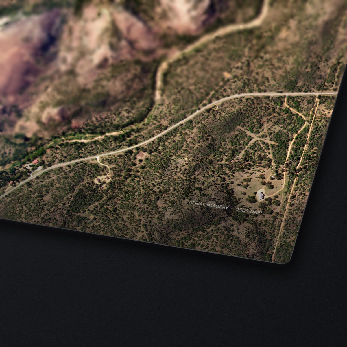 Enchanted Rock Satellite Desk Mat, edge detail