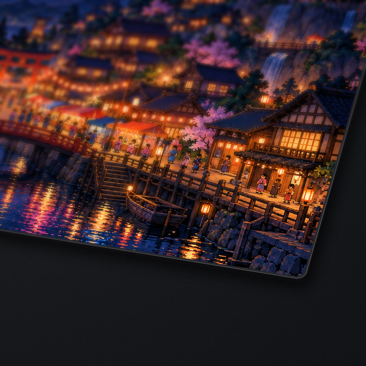Festival Town Desk Mat, edge detail